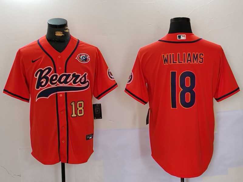 Men's Chicago Bears #18 Caleb Williams Orange Throwback With Patch Cool Base Stitched Baseball Jerseys,We sell and wholesale Men's Chicago Bears #18 Caleb Williams Orange Throwback With Patch Cool Base Stitched Baseball Jerseys on line form chian!